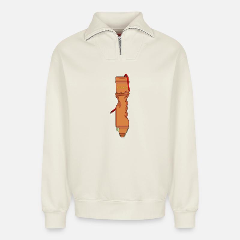 BETWEEN LETTERS - Relaxed Unisex Organic Half Zip Sweatshirt – by SPREAD - off white