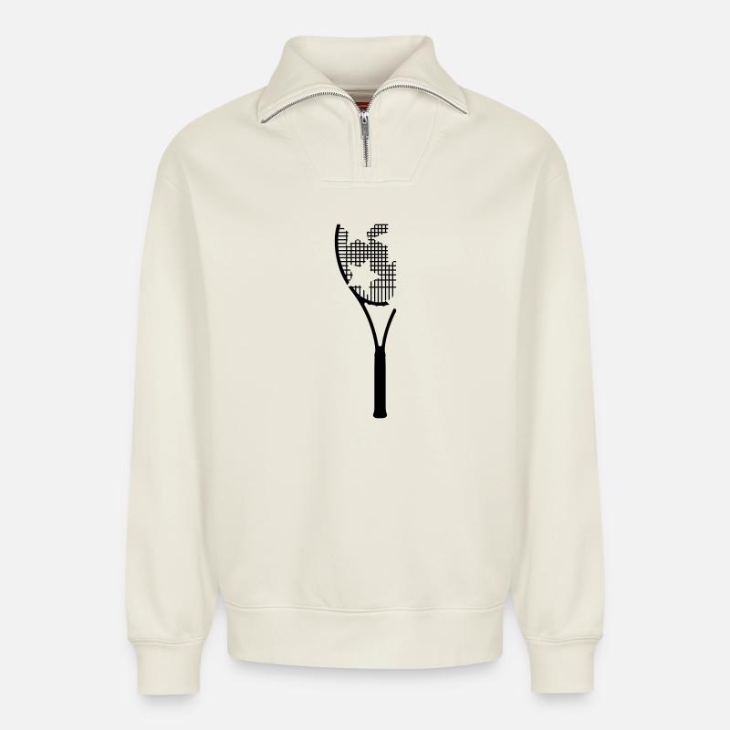 Tennisschläger - Relaxed Unisex Organic Half Zip Sweatshirt – von SPREAD - Naturweiß