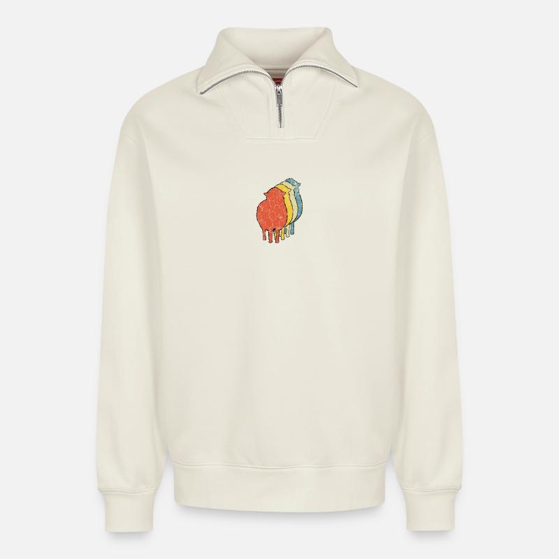 Schaf Schafe - Relaxed Unisex Organic Half Zip Sweatshirt – von SPREAD - Naturweiß