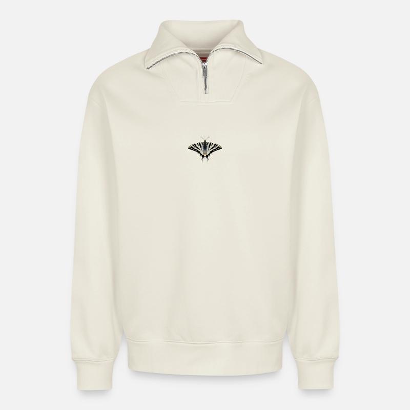 Schmetterlinge: Der Segelfalter - Relaxed Unisex Organic Half Zip Sweatshirt – von SPREAD - Naturweiß