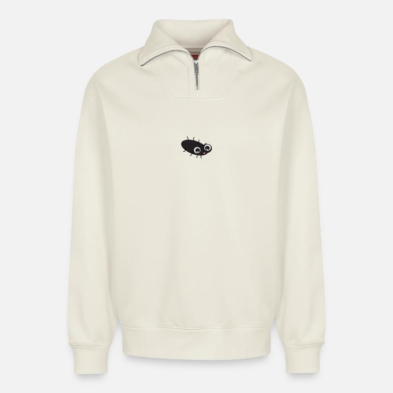 Kellerassel Miky - Süßes Käferchen – Glücksbringer - Relaxed Unisex Organic Half Zip Sweatshirt – von SPREAD - Naturweiß