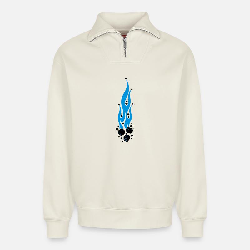 flammen - Relaxed Unisex Organic Half Zip Sweatshirt – von SPREAD - Naturweiß