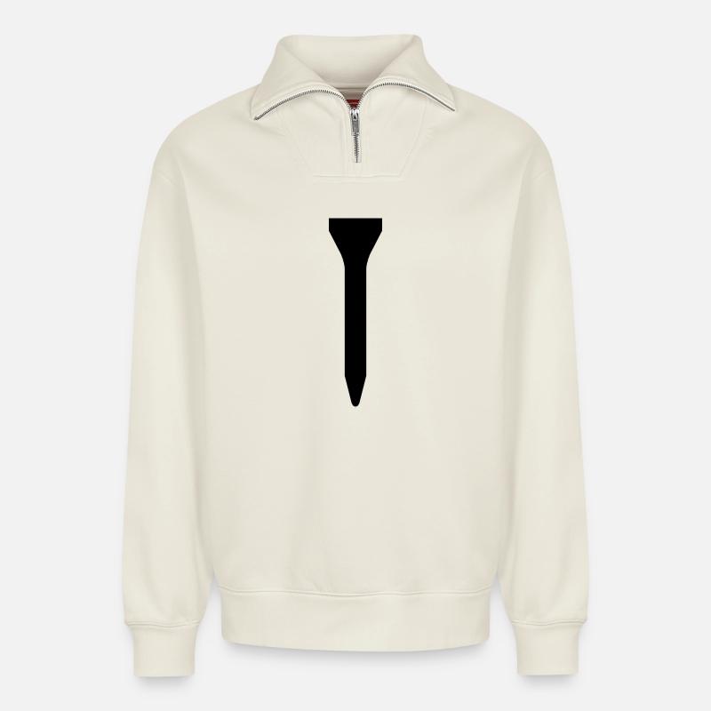 Golf Tee - Relaxed Unisex Organic Half Zip Sweatshirt – by SPREAD - off white