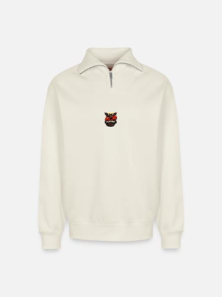 Albania Eagle Flag - Relaxed Unisex Organic Half Zip Sweatshirt – by SPREAD - off white