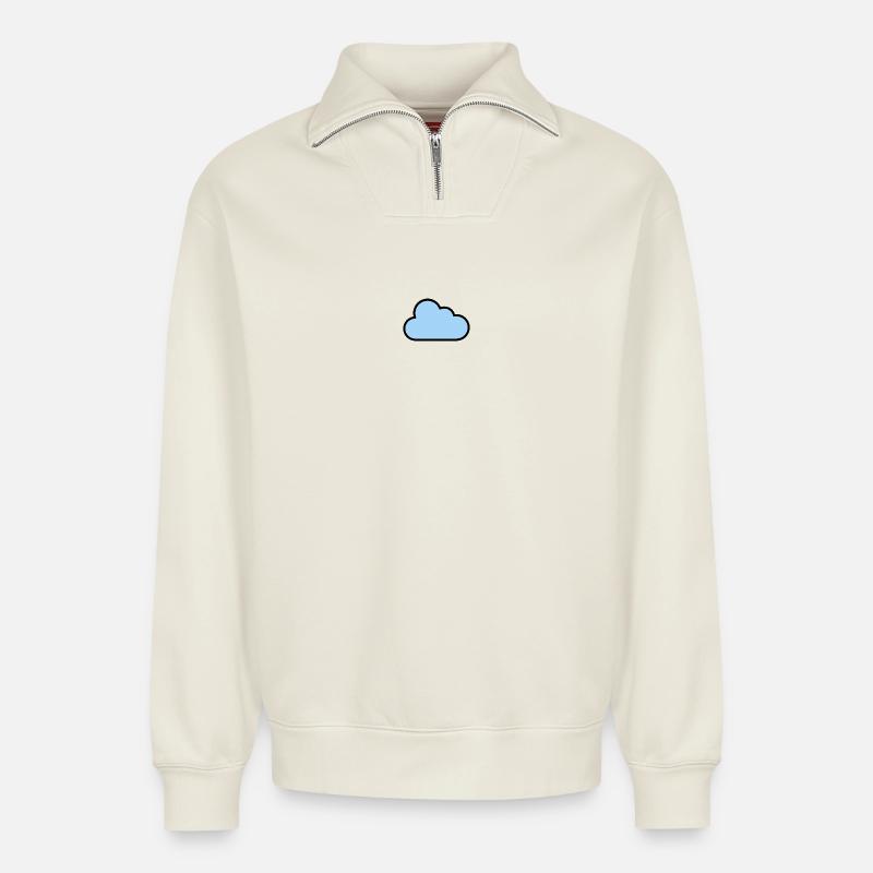 cloud_icon - Relaxed Unisex Organic Half Zip Sweatshirt – von SPREAD - Naturweiß