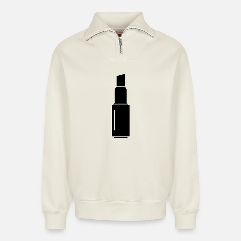 Lippenstift - Relaxed Unisex Organic Half Zip Sweatshirt – von SPREAD - Naturweiß