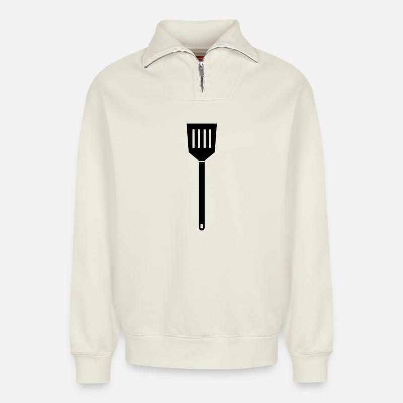 Kitchen spatula - Relaxed Unisex Organic Half Zip Sweatshirt – by SPREAD - off white