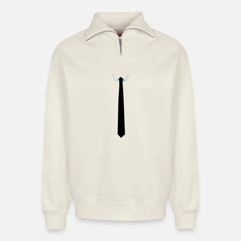 Stropdas - cravate - Sweat unisexe décontracté en coton biologique à demi-zip – de SPREAD - blanc cassé