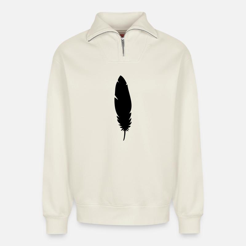 feder  - Relaxed Unisex Organic Half Zip Sweatshirt – von SPREAD - Naturweiß