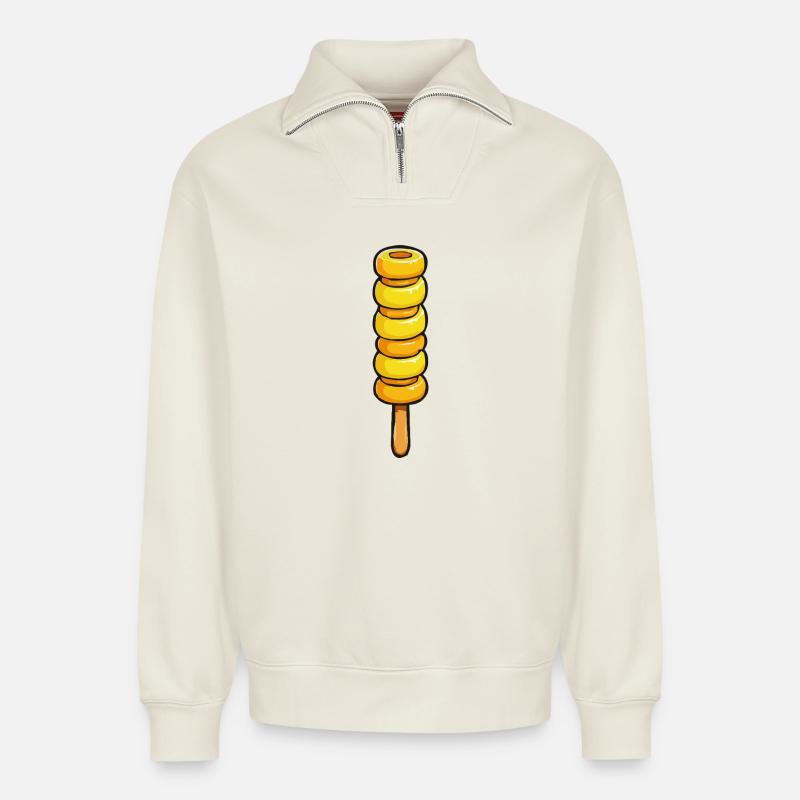 Popsicles - Relaxed Unisex Organic Half Zip Sweatshirt – by SPREAD - off white