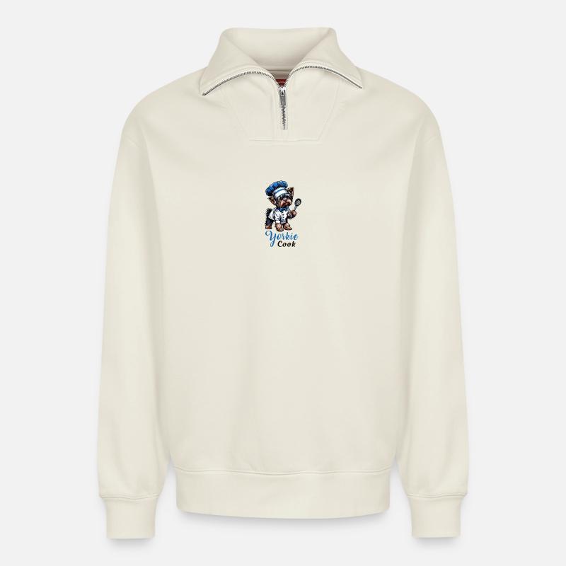 Yorkshire Terrier Koch - Relaxed Unisex Organic Half Zip Sweatshirt – von SPREAD - Naturweiß