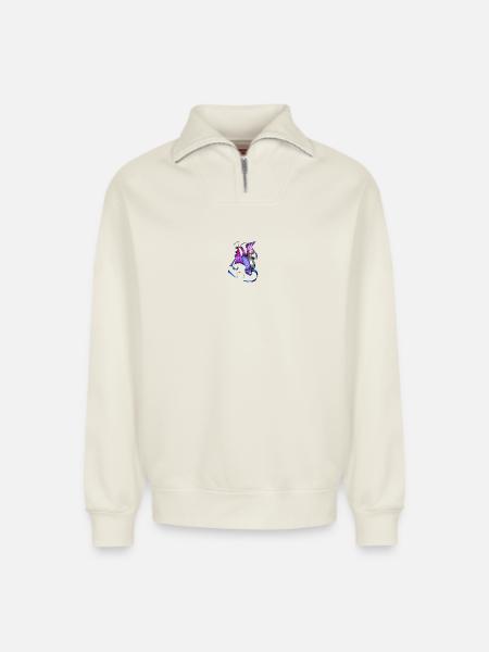 Farbige Spiral- und Fächerkunst - Relaxed Unisex Organic Half Zip Sweatshirt – von SPREAD - Naturweiß