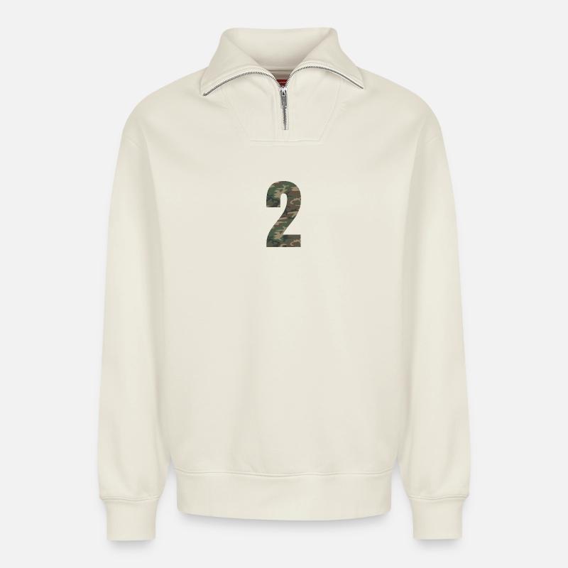 Tough Nummer 2 im Camouflage-Muster! - Relaxed Unisex Organic Half Zip Sweatshirt – von SPREAD - Naturweiß