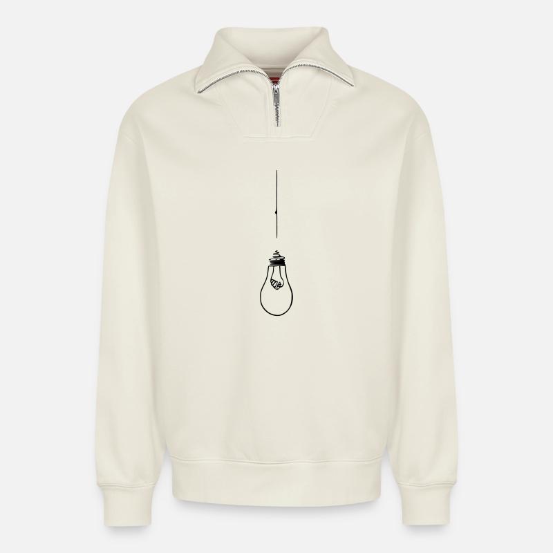 Lamp light bulb tie - Relaxed Unisex Organic Half Zip Sweatshirt – by SPREAD - off white