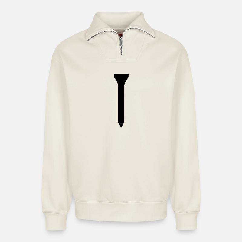 Golf Tee - Relaxed Unisex Organic Half Zip Sweatshirt – by SPREAD - off white