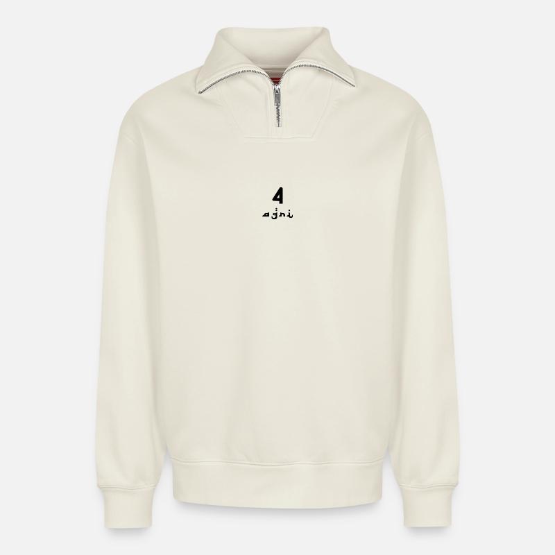 Agri 4 - Relaxed Unisex Organic Half Zip Sweatshirt – von SPREAD - Naturweiß