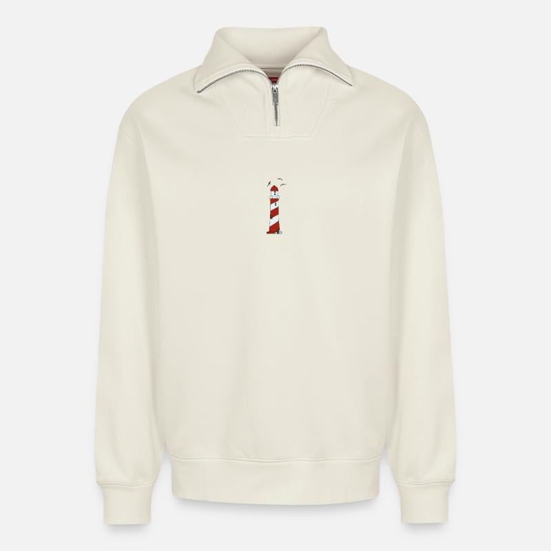 Leuchtturm - Relaxed Unisex Organic Half Zip Sweatshirt – von SPREAD - Naturweiß