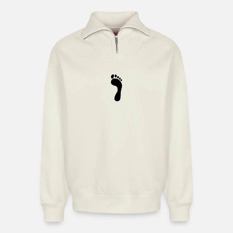 Fußabdruck - Relaxed Unisex Organic Half Zip Sweatshirt – von SPREAD - Naturweiß