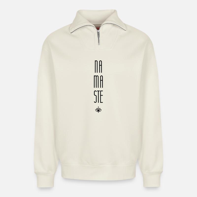 Namaste - Relaxed Unisex Organic Half Zip Sweatshirt – von SPREAD - Naturweiß