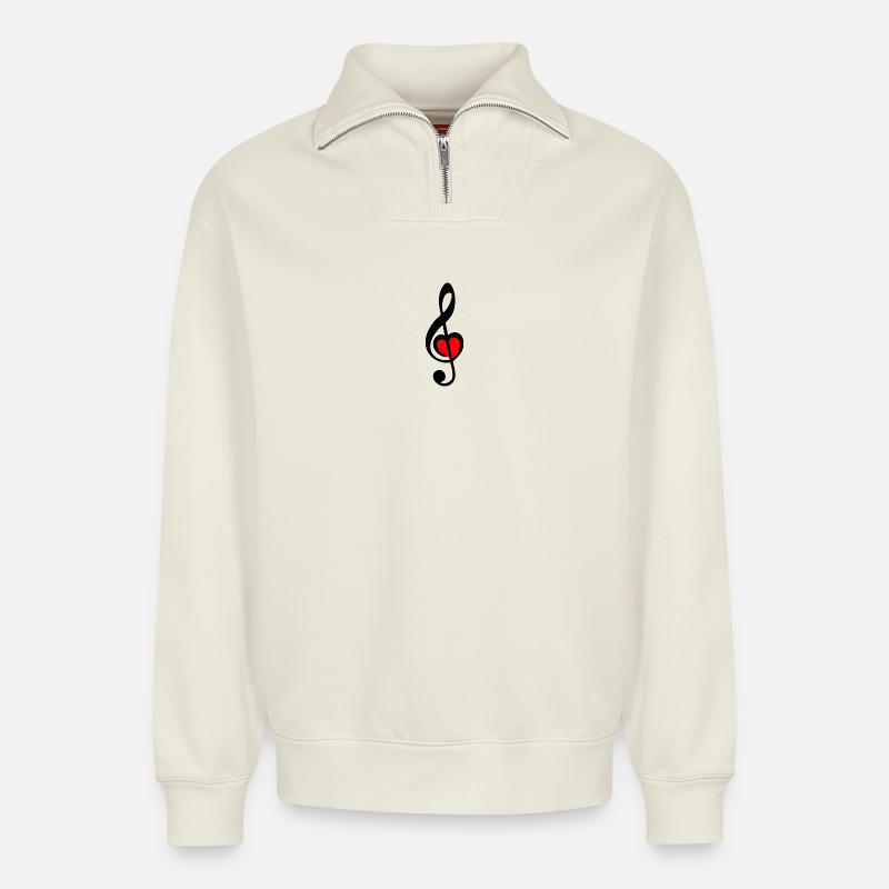 G key - Relaxed Unisex Organic Half Zip Sweatshirt – by SPREAD - off white