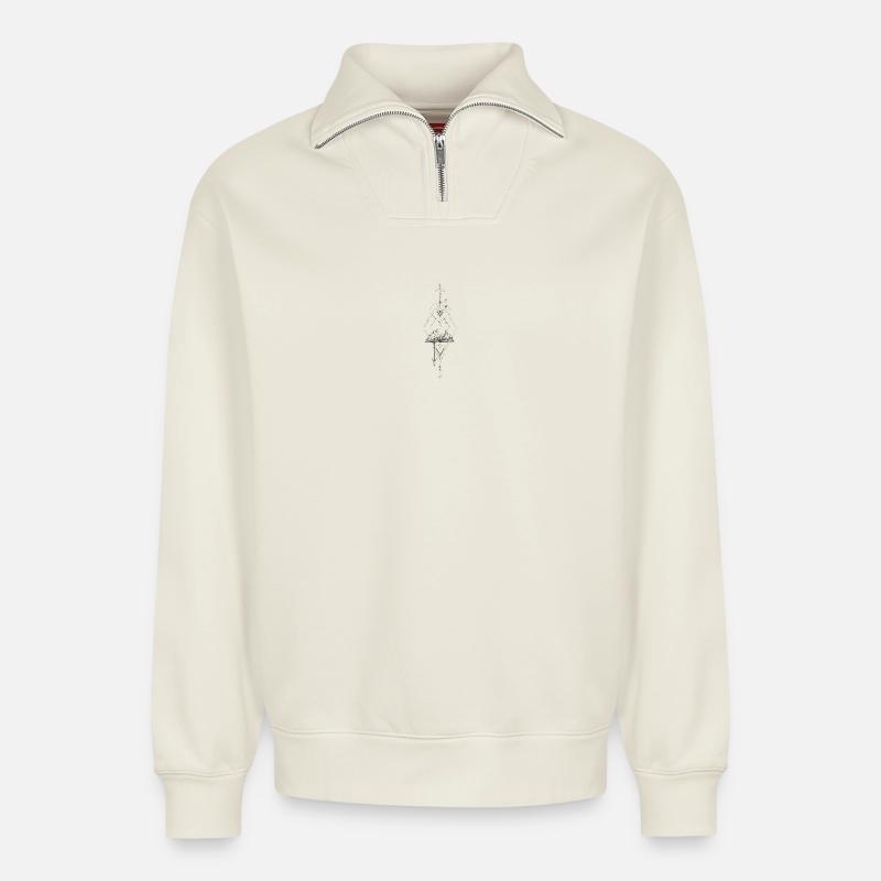 Buch Geometrie - Relaxed Unisex Organic Half Zip Sweatshirt – von SPREAD - Naturweiß