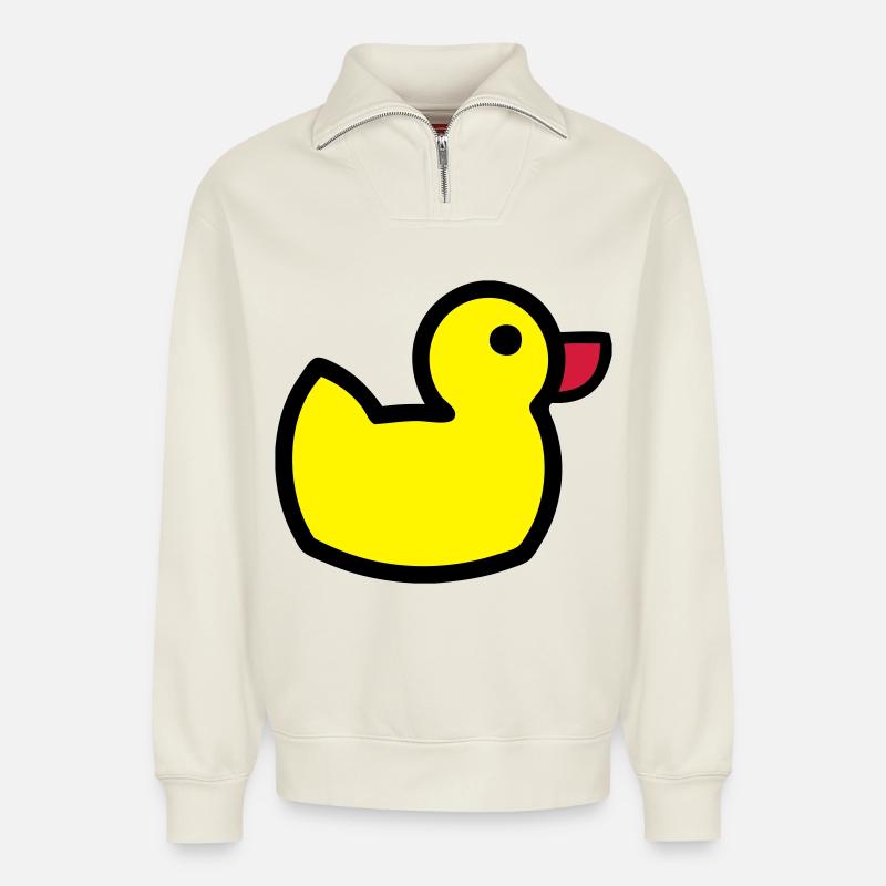Ducky - Relaxed Unisex Organic Half Zip Sweatshirt – by SPREAD - off white