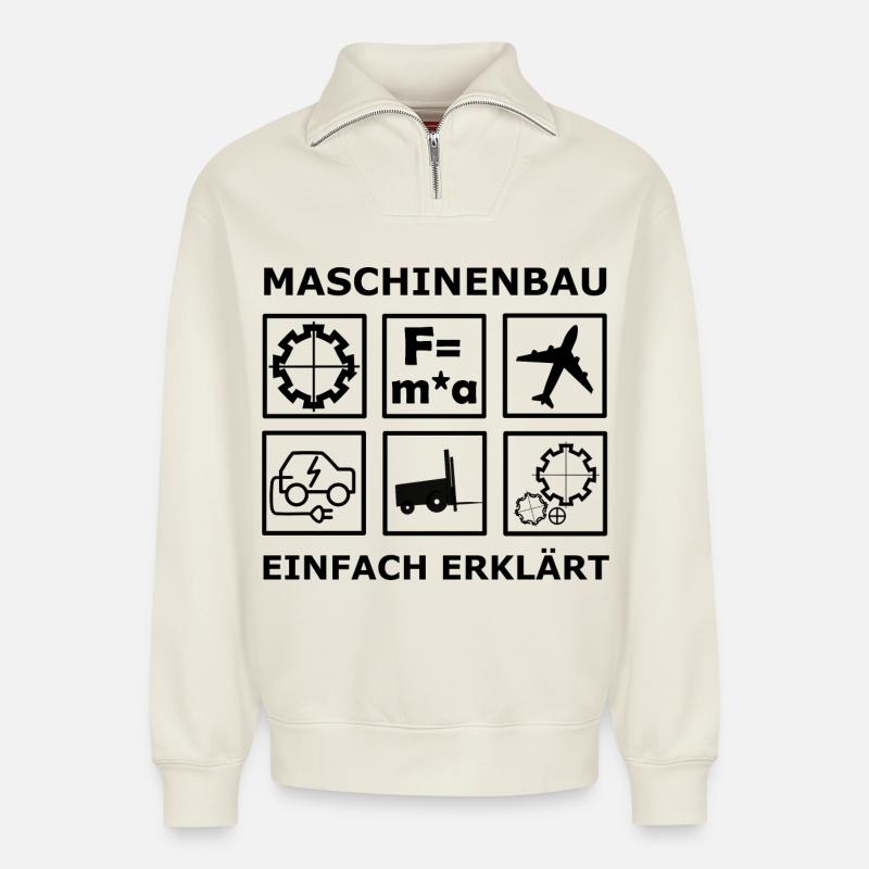 Mechanical Engineering Engineers - Relaxed Unisex Organic Half Zip Sweatshirt – by SPREAD - off white