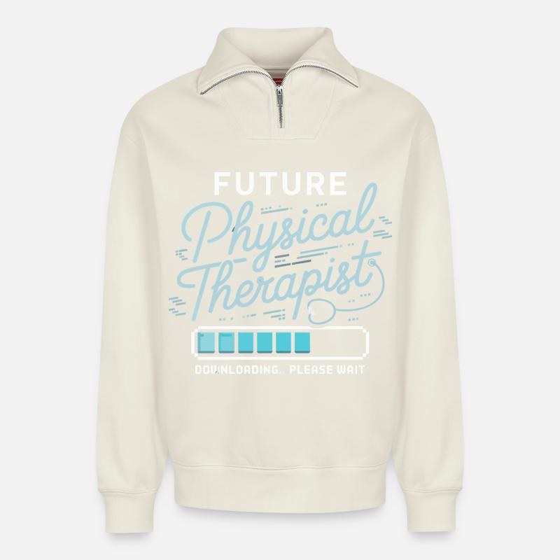 FuturePhysiotherapist Design - Relaxed Unisex Organic Half Zip Sweatshirt – by SPREAD - off white