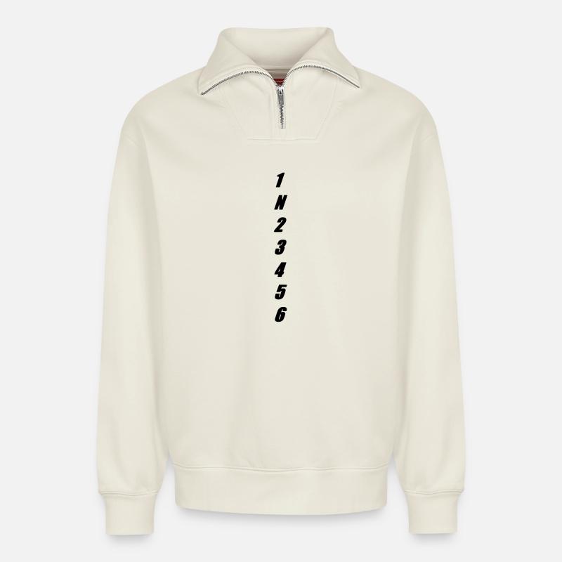 circuit - Sweat unisexe décontracté en coton biologique à demi-zip – de SPREAD - blanc cassé