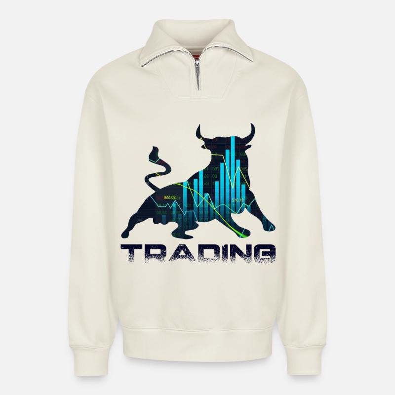 Trading - Relaxed Unisex Organic Half Zip Sweatshirt – von SPREAD - Naturweiß