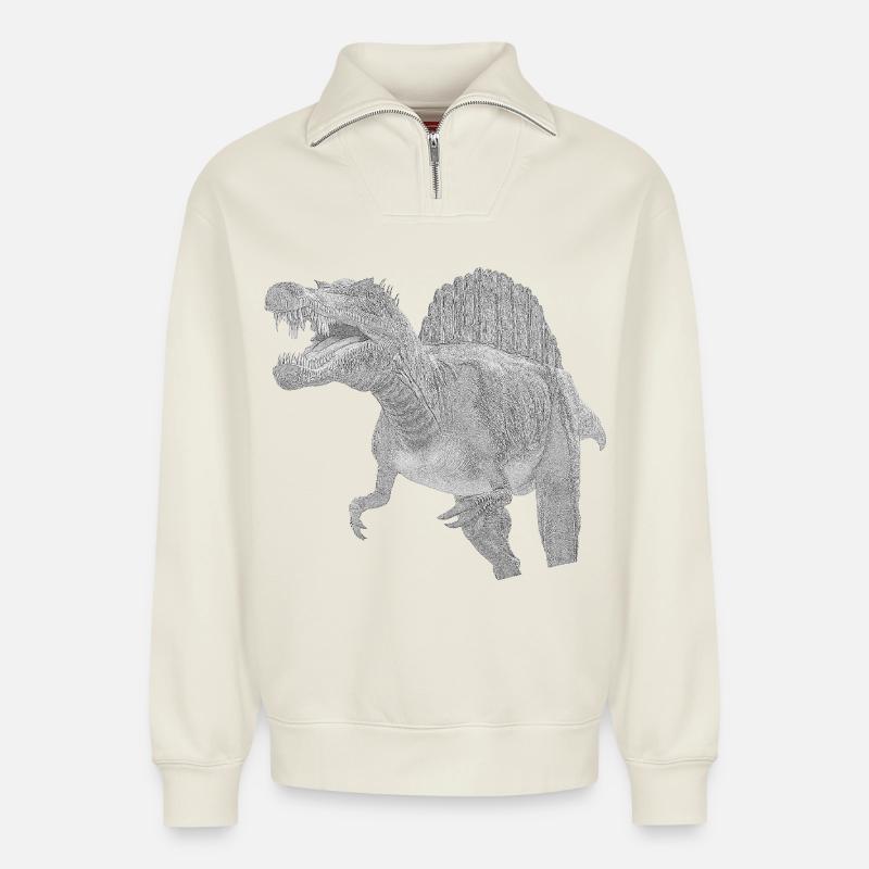 Spinosaurus - Relaxed Unisex Organic Half Zip Sweatshirt – von SPREAD - Naturweiß