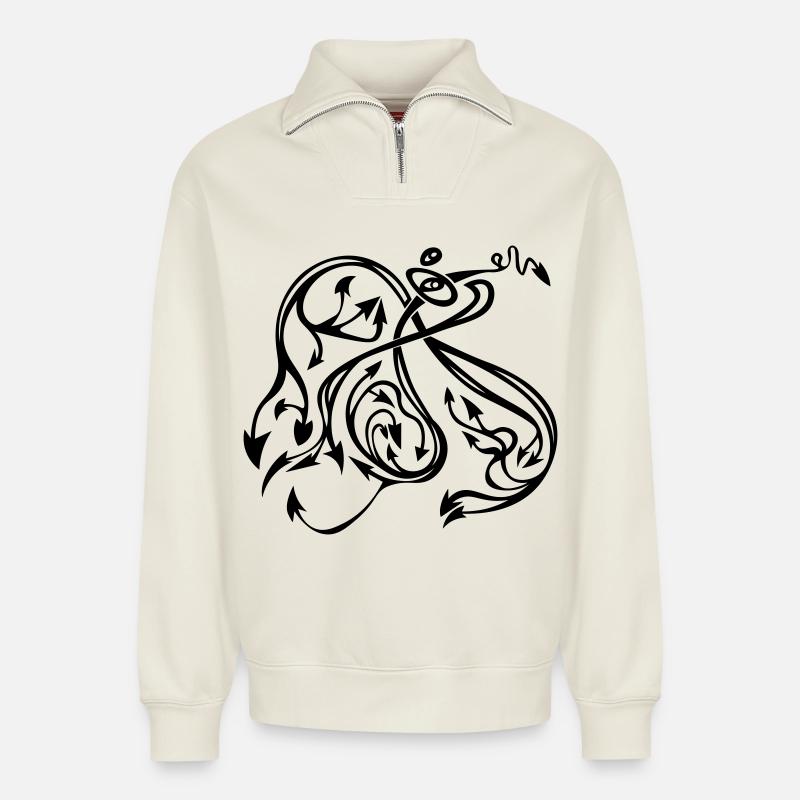 Pfeile - Relaxed Unisex Organic Half Zip Sweatshirt – von SPREAD - Naturweiß