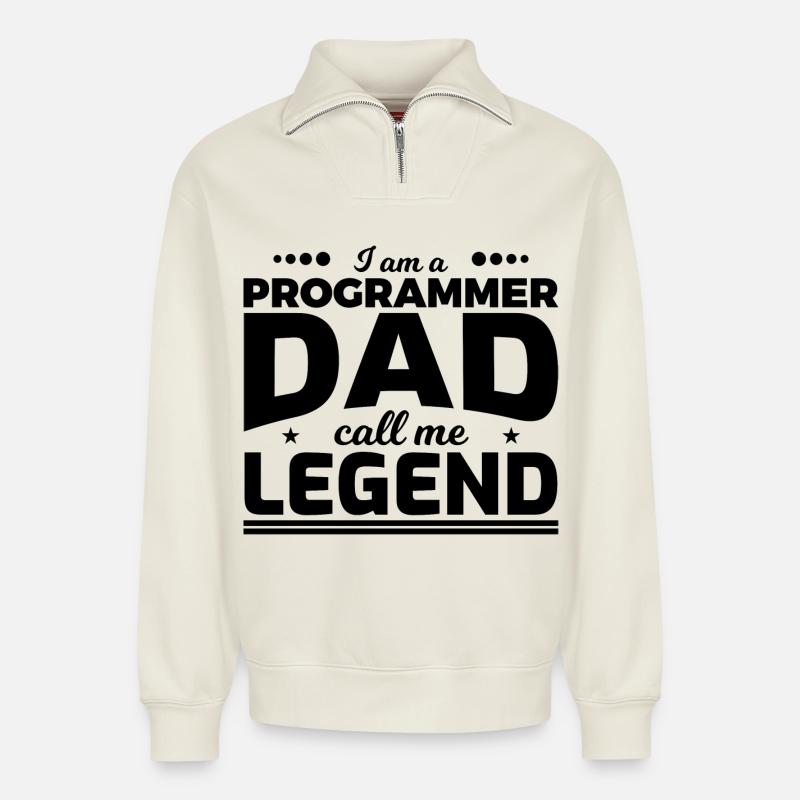Programmierer Vater nenn mich Legende - Relaxed Unisex Organic Half Zip Sweatshirt – von SPREAD - Naturweiß