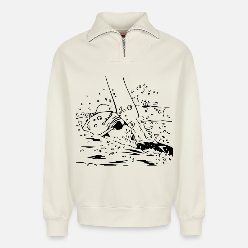 Swimmer - Relaxed Unisex Organic Half Zip Sweatshirt – by SPREAD - off white