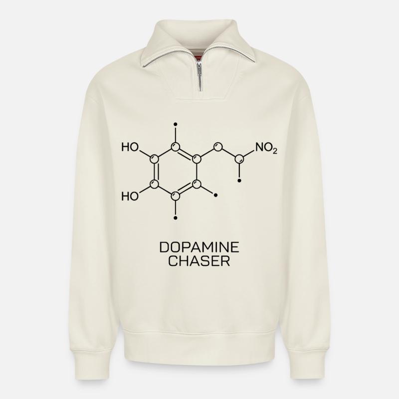Dopamine Chaser Molecule - Relaxed Unisex Organic Half Zip Sweatshirt – by SPREAD - off white