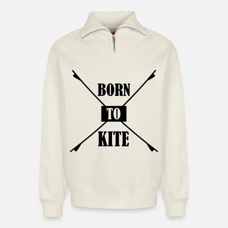 Kiteboard - Relaxed Unisex Organic Half Zip Sweatshirt – von SPREAD - Naturweiß