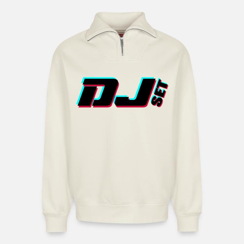 Dj - Relaxed Unisex Organic Half Zip Sweatshirt – von SPREAD - Naturweiß