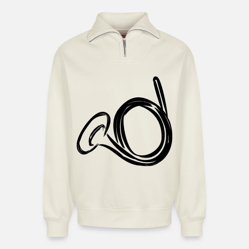 Waldhorn - Relaxed Unisex Organic Half Zip Sweatshirt – von SPREAD - Naturweiß