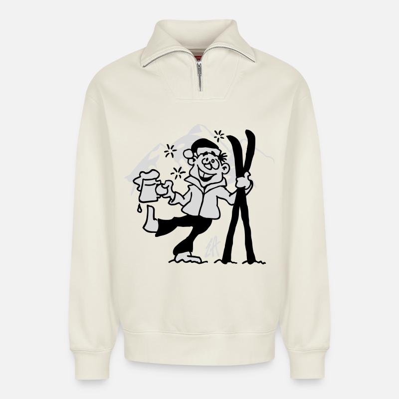 Apres-ski - Relaxed Unisex Organic Half Zip Sweatshirt – von SPREAD - Naturweiß