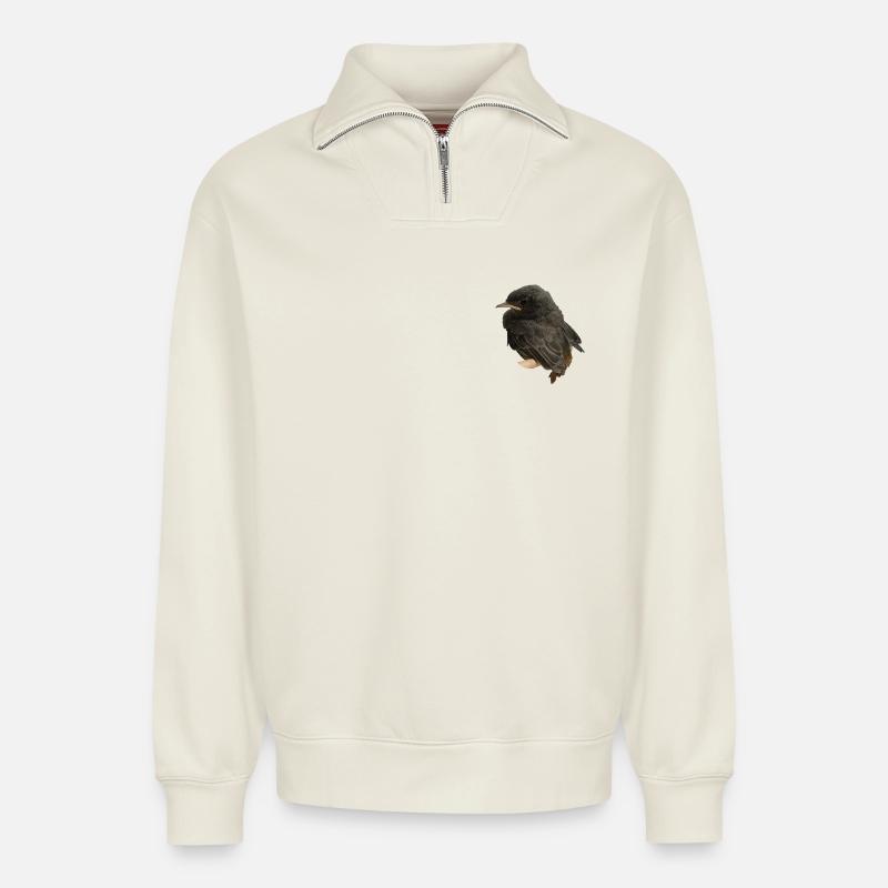 Hausrotschwänzchen Ästling - Relaxed Unisex Organic Half Zip Sweatshirt – von SPREAD - Naturweiß