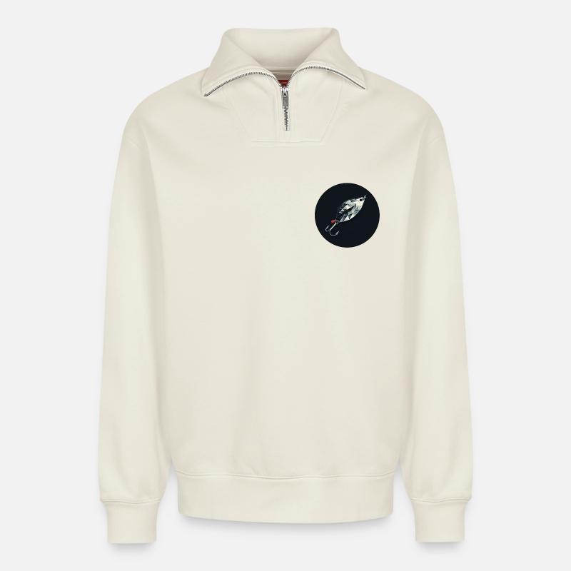 Blinker Köder Diamond Lure Emblem - Relaxed Unisex Organic Half Zip Sweatshirt – von SPREAD - Naturweiß