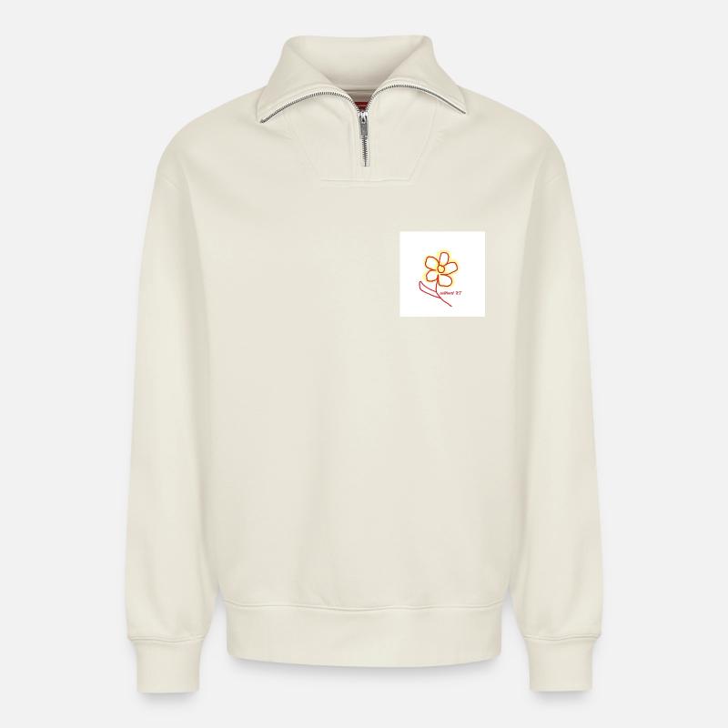 without KI - Relaxed Unisex Organic Half Zip Sweatshirt – von SPREAD - Naturweiß