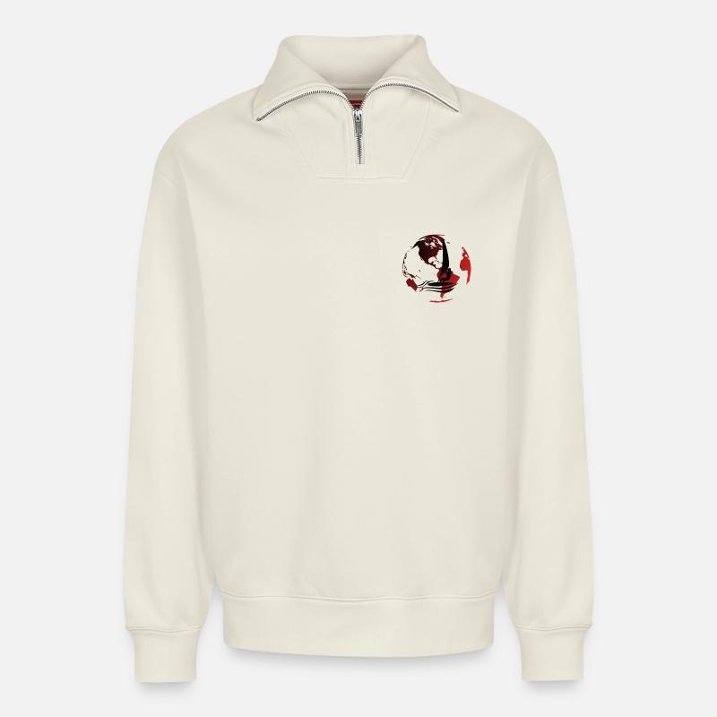 Globe Windsurf - Relaxed Unisex Organic Half Zip Sweatshirt – by SPREAD - off white