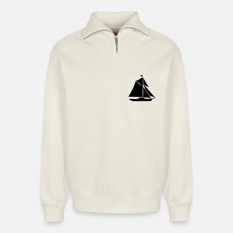 Classic Cutter - Relaxed Unisex Organic Half Zip Sweatshirt – von SPREAD - Naturweiß