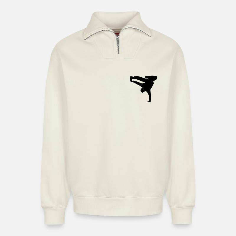 Capoeira dance - Relaxed Unisex Organic Half Zip Sweatshirt – von SPREAD - Naturweiß
