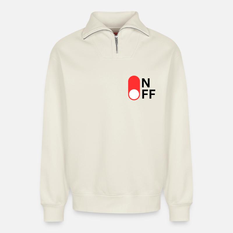 ON / OFF Modus - Relaxed Unisex Organic Half Zip Sweatshirt – von SPREAD - Naturweiß