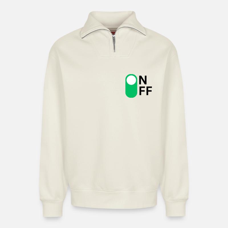 ON / OFF Modus - Relaxed Unisex Organic Half Zip Sweatshirt – von SPREAD - Naturweiß