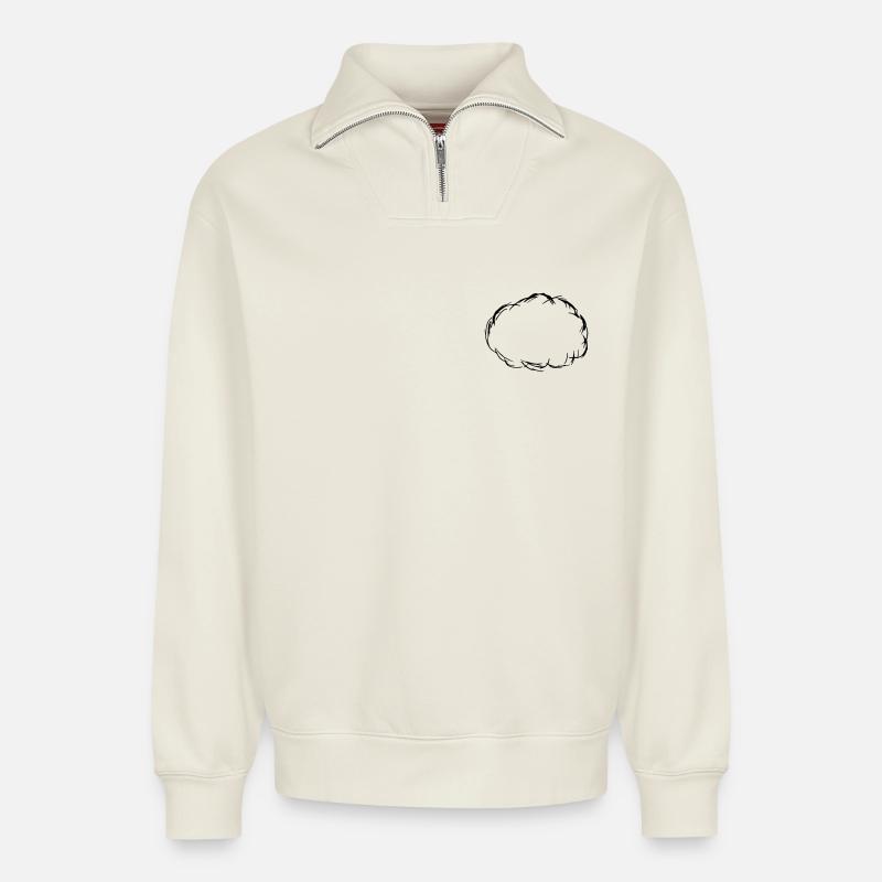 Wolke - Relaxed Unisex Organic Half Zip Sweatshirt – von SPREAD - Naturweiß