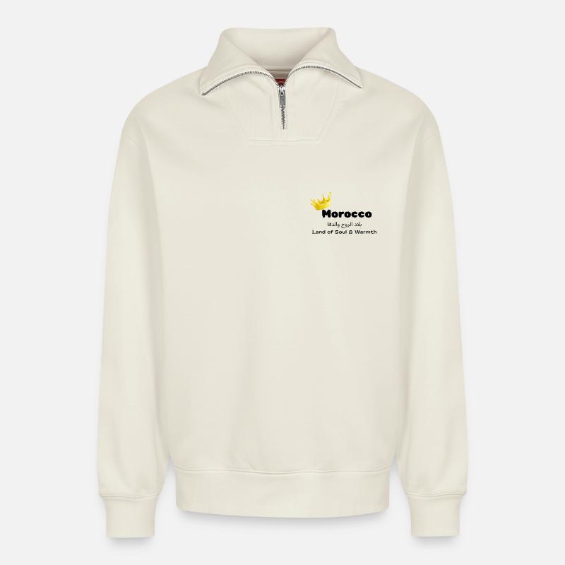 Marokko - Relaxed Unisex Organic Half Zip Sweatshirt – von SPREAD - Naturweiß