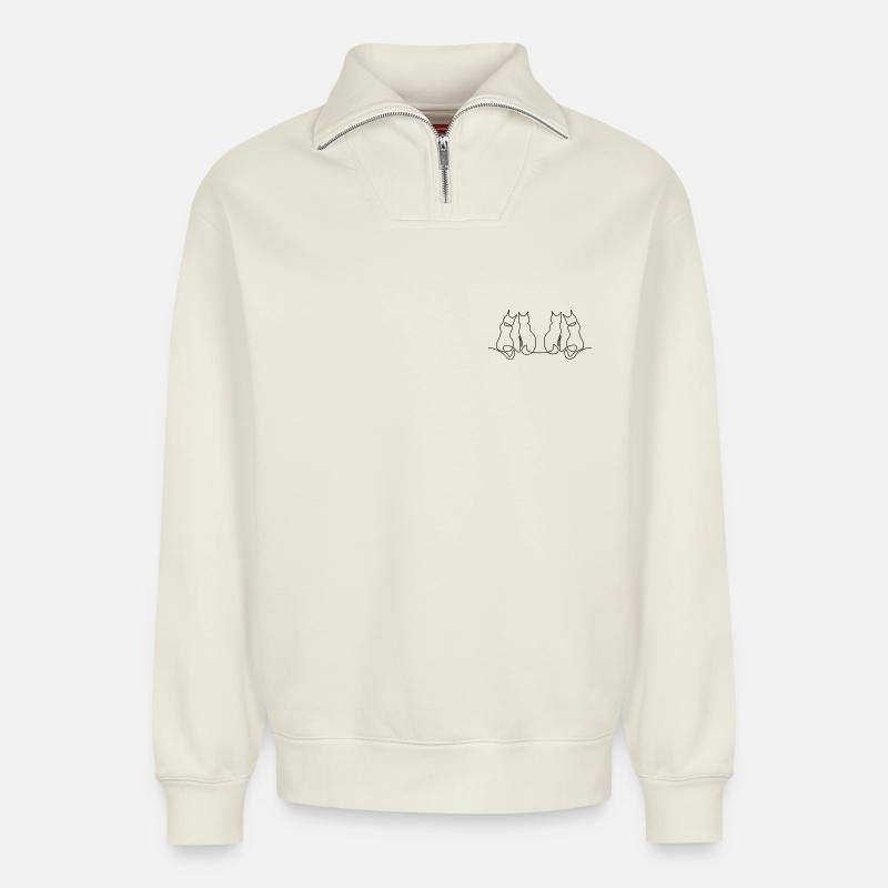 Verliebte Katzen - Relaxed Unisex Organic Half Zip Sweatshirt – von SPREAD - Naturweiß